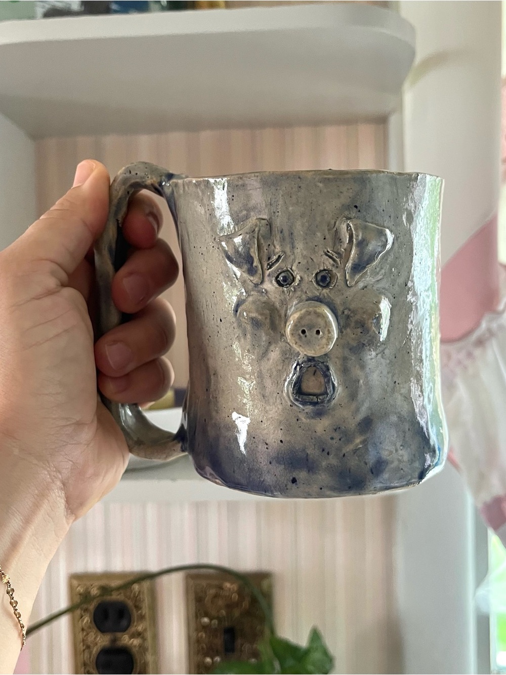 Handcrafted Studio Pottery Pig Mug 14oz